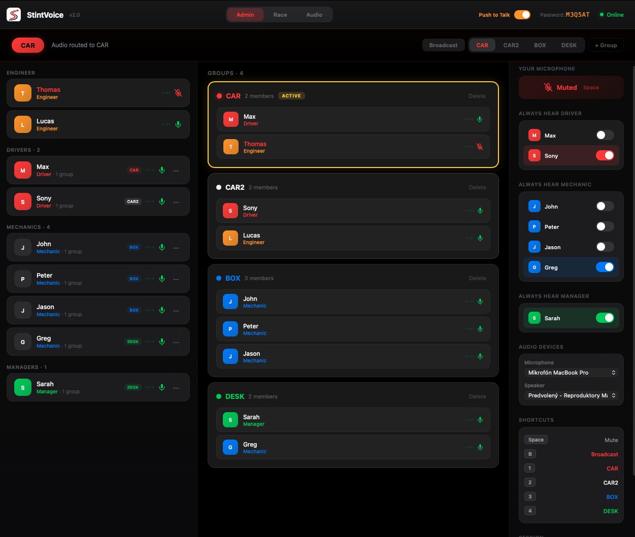StintVoice Engineer Dashboard